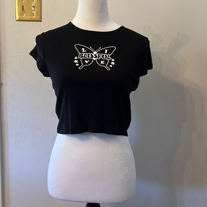 Soft stretchy graphic top